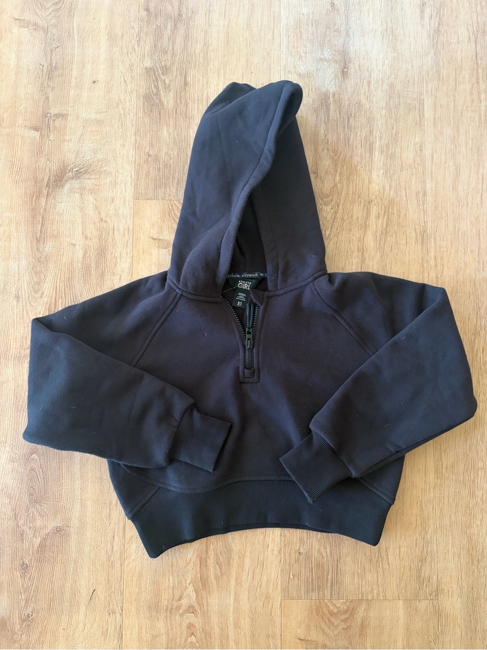 Athleta Girl All Day Half Zip Hoodie Size S 7 Black NWOT